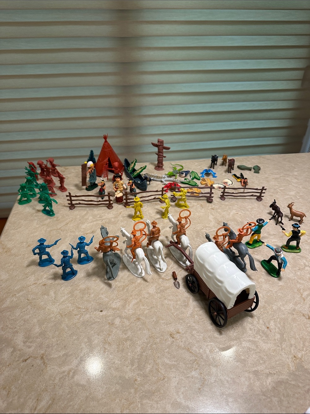 30+ Piece Classic Western Toy Playset with Covered Wagon - Multi-Color